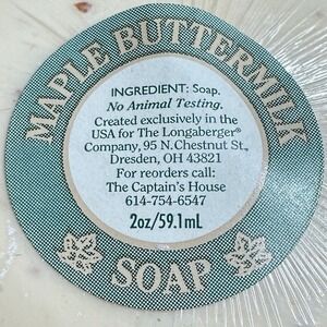 LONGABERGER Maple Buttermilk Soap 2oz Basket Leaves Embossed Vintage Sealed NOS